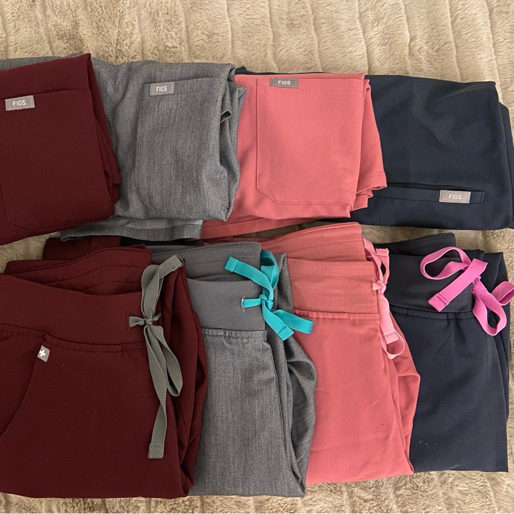 EUC Figs Scrubs Matching Sets Tops and Jogger Bottoms (4 sets)